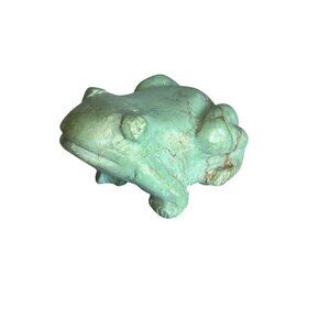Vintage Hand Carved Turquoise Variscite Frog Fetish Figurine 1 3/4 Chipped Foot